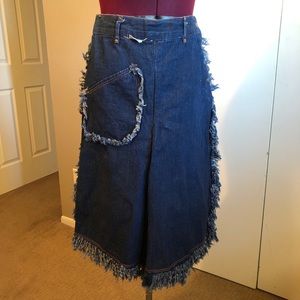 Vintage 50s Selvedge Denim Split Skirt w/Fringe